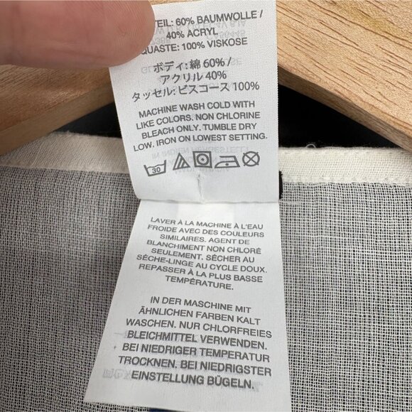 J.Crew Women's Embroidered Beach Poncho M/L Ivory Oversized Bohemian Tassels - Picture 5 of 8